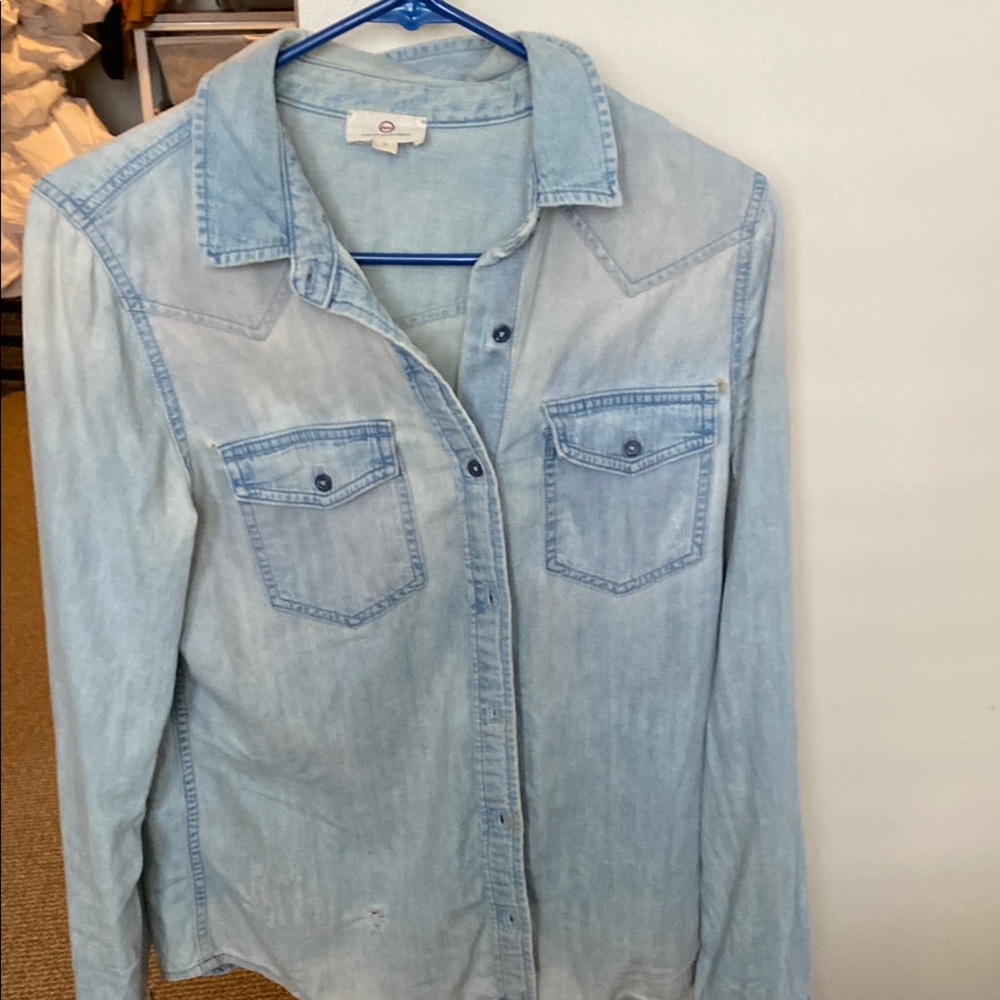 AG Adriano Goldschmied Faded Blue Denim Shirt